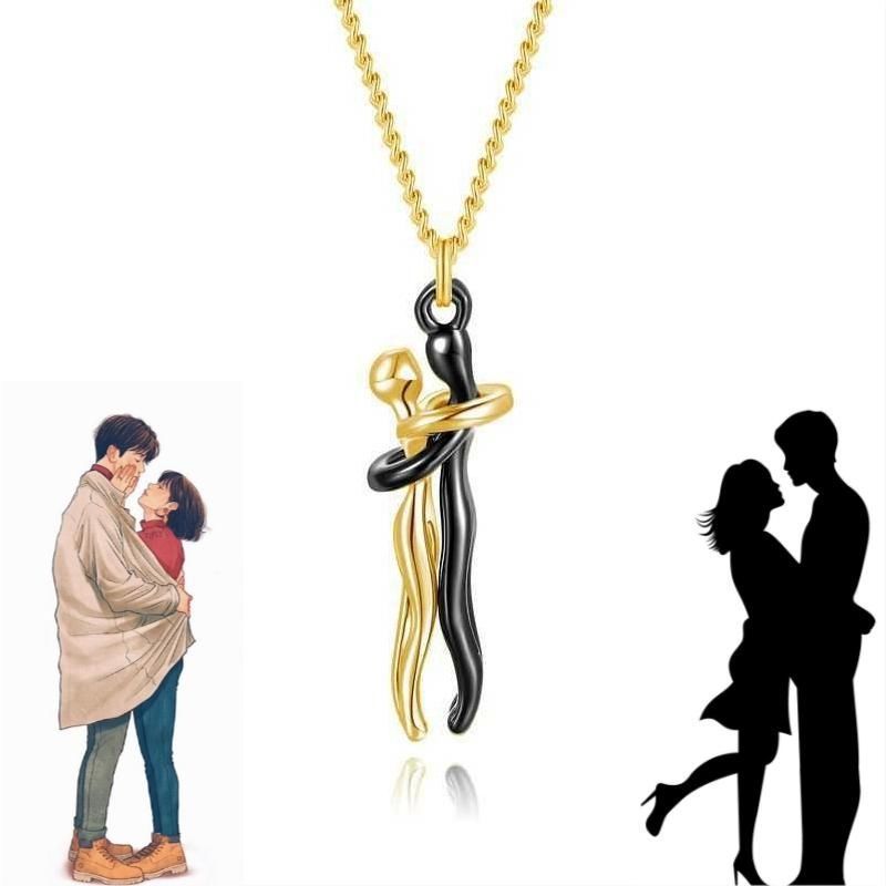Love Languages™ Hug Necklace by eprolo featuring a silver pendant with engraved "Hug" design on a delicate chain.
