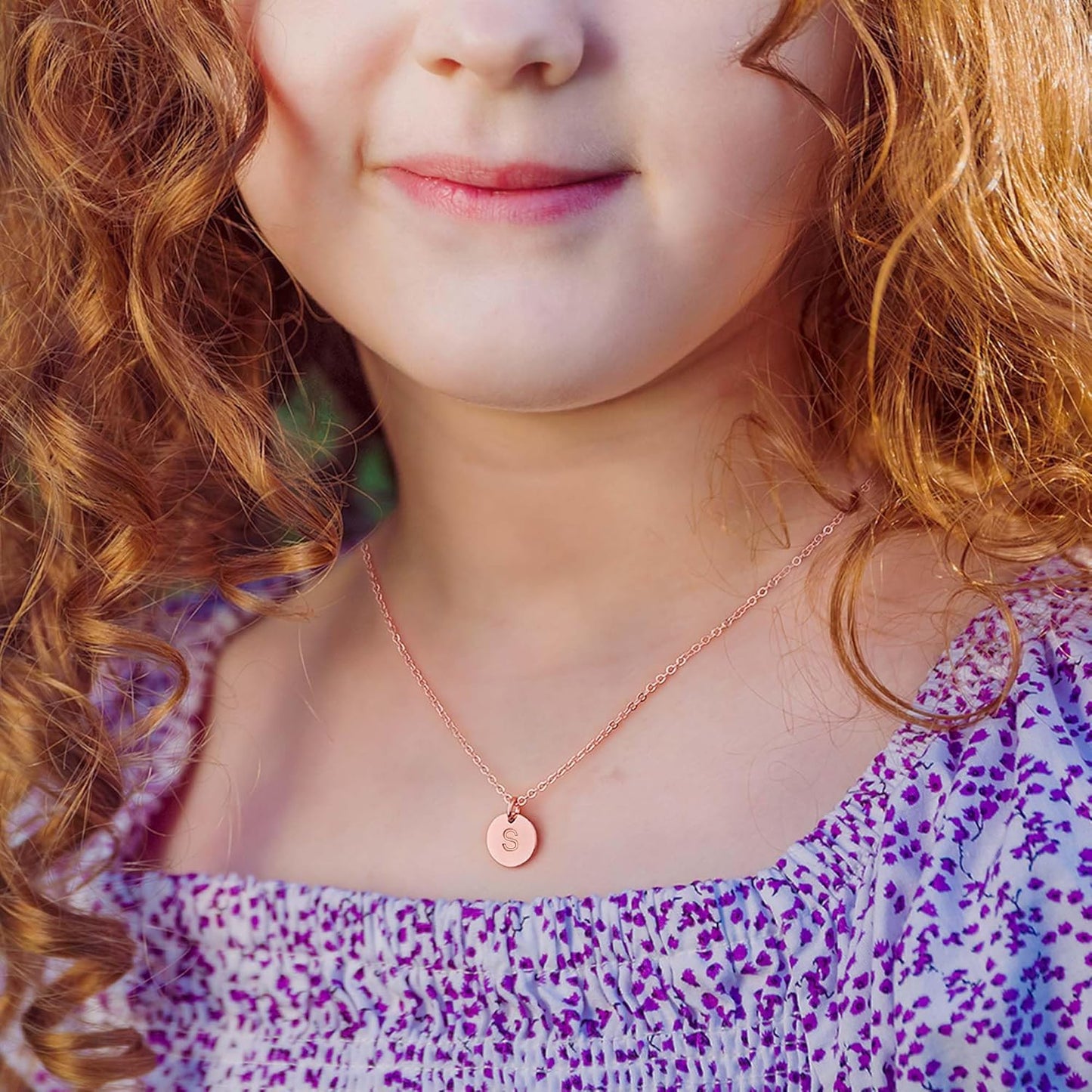Sterling silver and gold-plated initial disc necklace for girls and women, featuring a delicate chain and personalized charm.