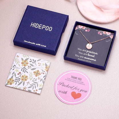 14K gold plated, rose gold plated, and S925 sterling silver disc initial necklaces for girls, teens, and women, jewelry gift options.