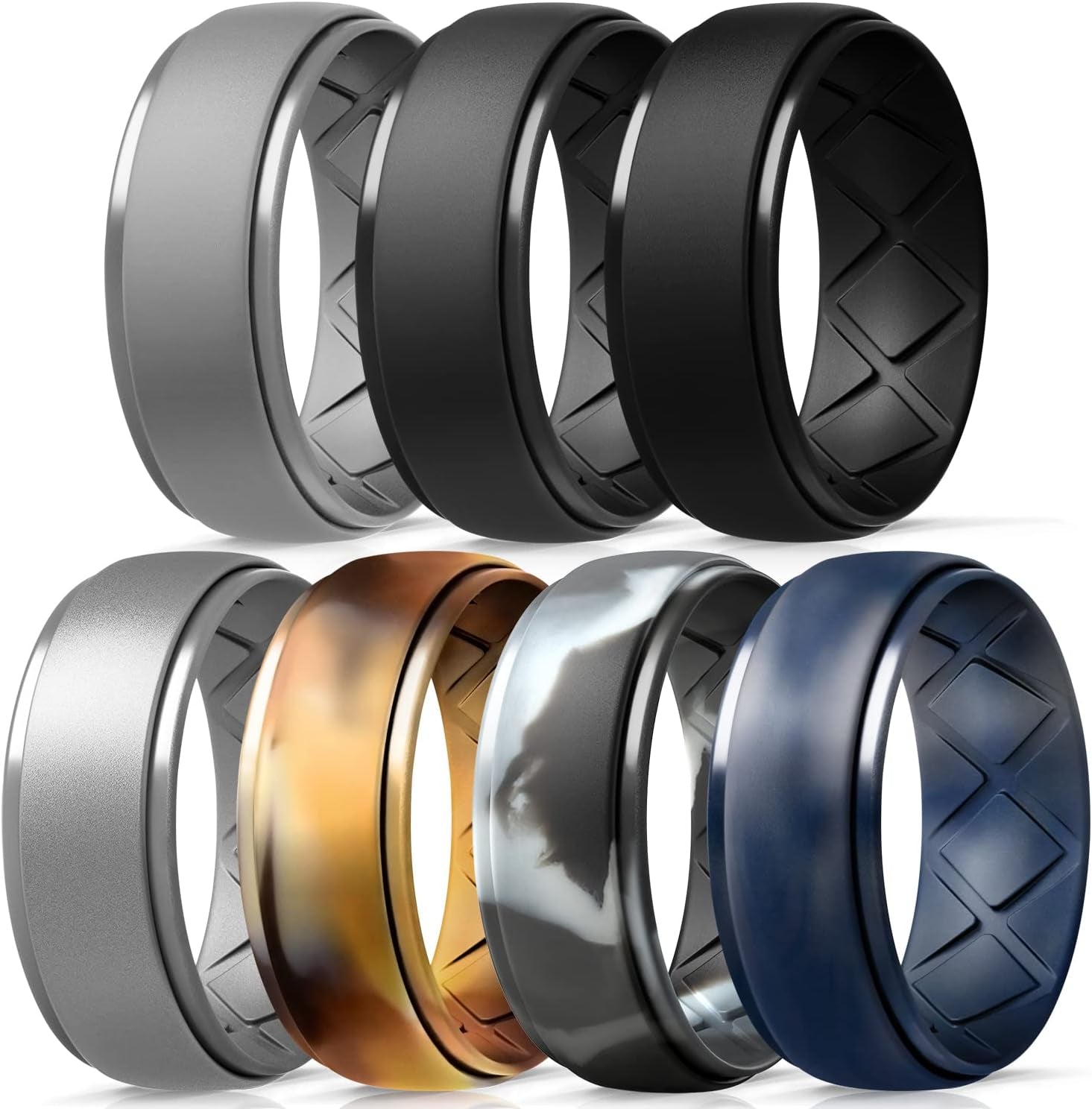 Inner Arc ergonomic silicone wedding band for men, breathable, 10mm wide, 2.5mm thick with half sizes from Love Languages™